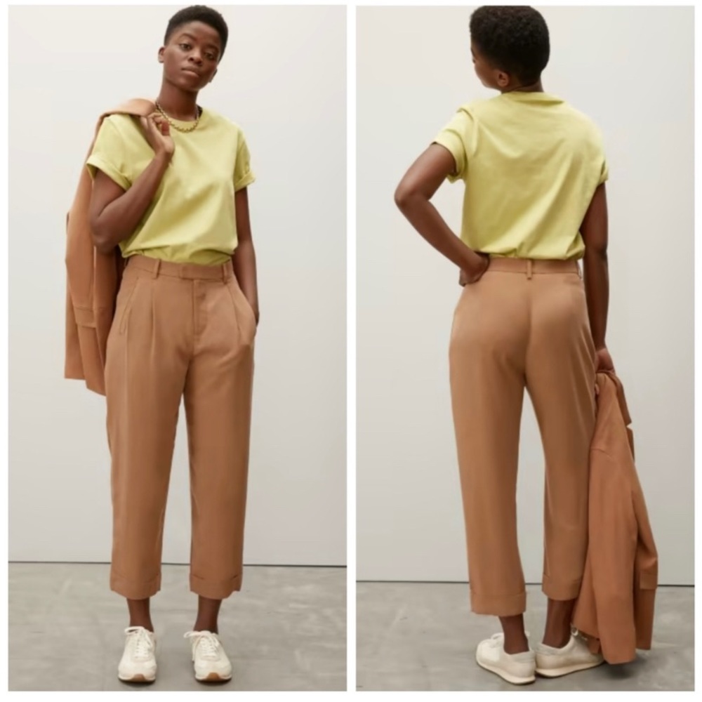 Everlane The Put-Together Pleat High Rise Trouser Toasted Coconut Tan